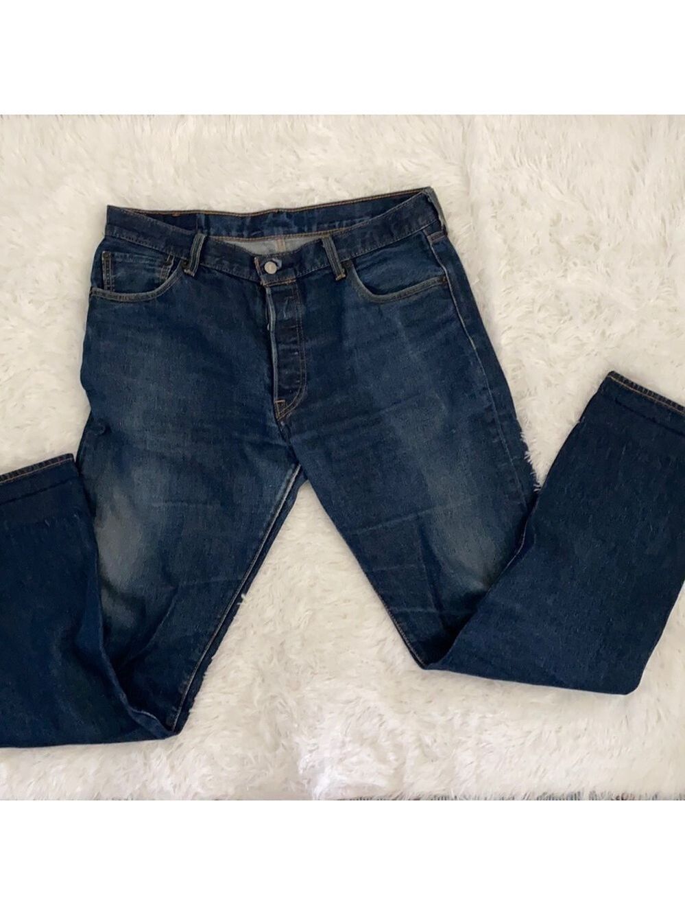 Levi’s button fly 501 medium wash denim jeans